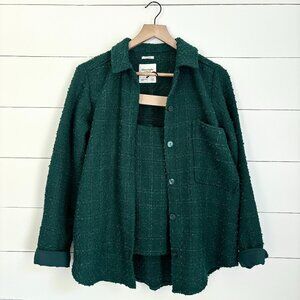 Abercrombie and Fitch green tweed oversized coat and skirt matching set sz small